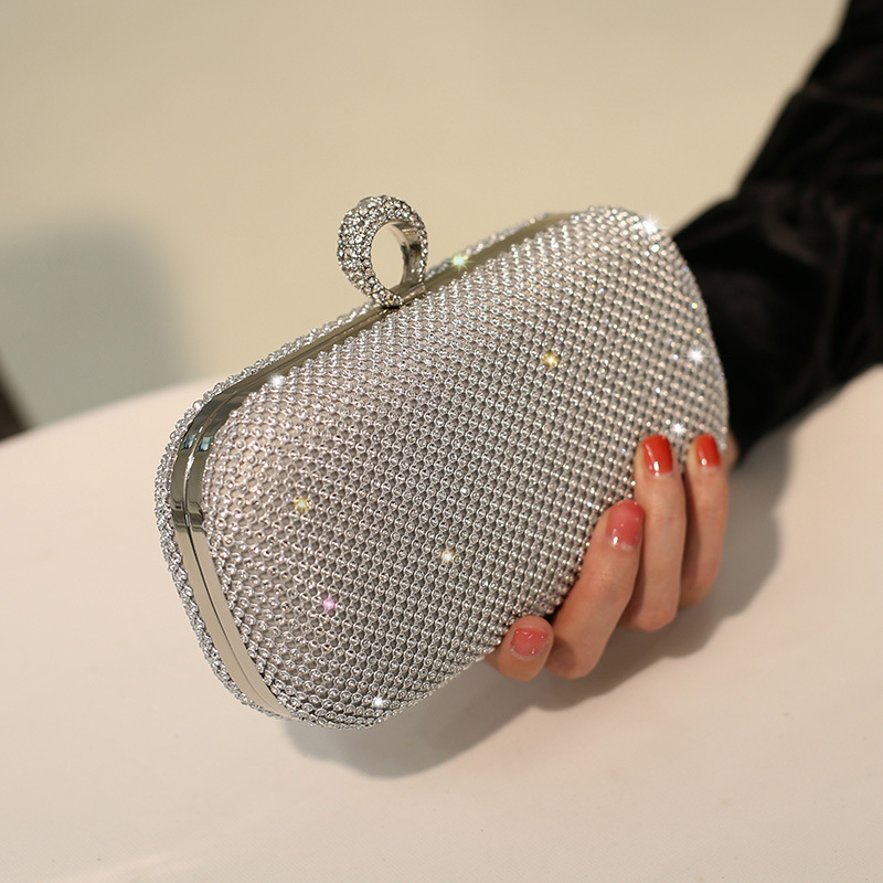 Večernja clutch torbica s kristalima, poliester, horizontalni kvadratni oblik, kopča, džep za telefon