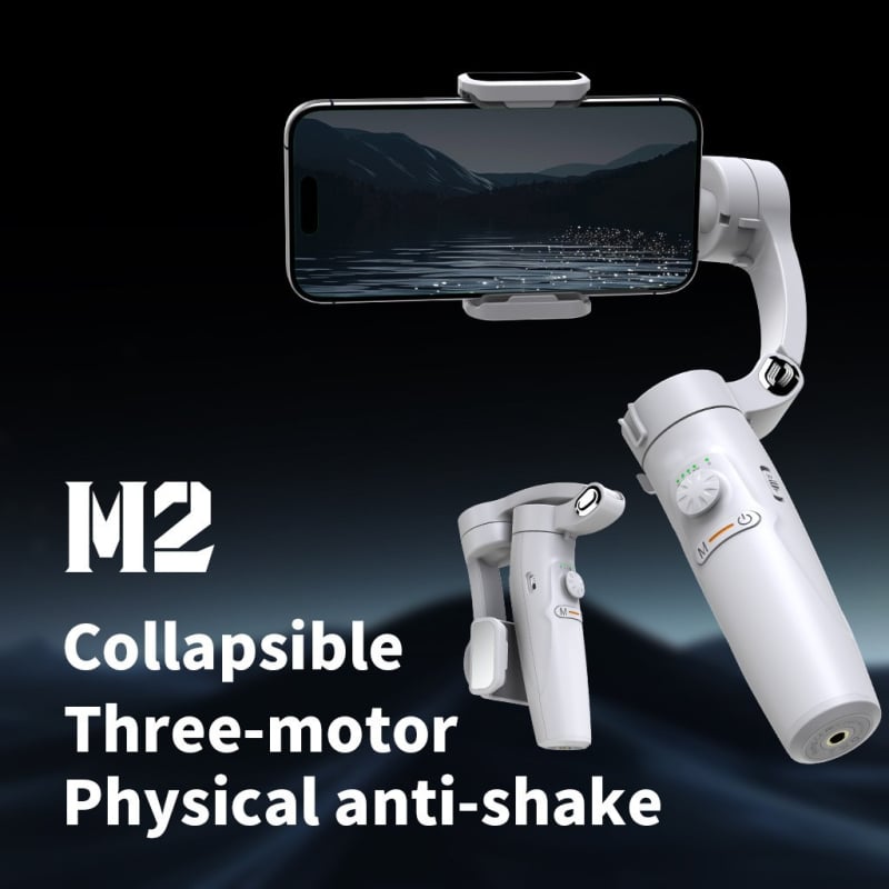 M2 trojosi stabilizátor pre smartfóny – ABS telo, Bluetooth