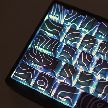 Weikav/Vega Контур 3.0 прозрачна PBT клавишна капачка, странично гравирана, оригинална височина, съвместима с Wooting, DIY комплект