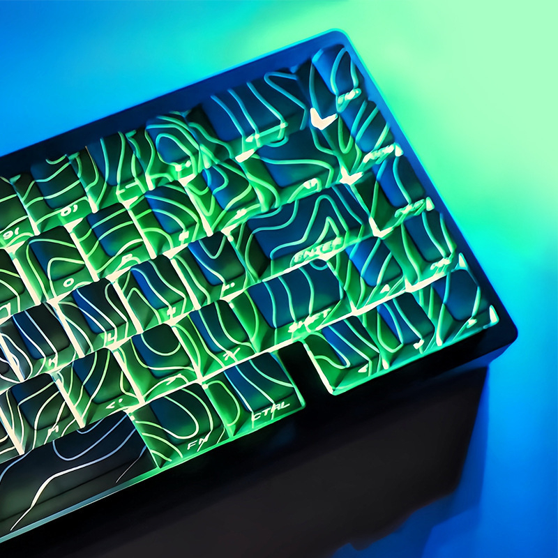 Weikav/Vega Контур 3.0 прозрачна PBT клавишна капачка, странично гравирана, оригинална височина, съвместима с Wooting, DIY комплект