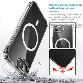 Priehľadný zadný kryt na telefón, TPU+PC, proti pádu, vstrekovane formovaný, kompatibilný s Apple a Samsung