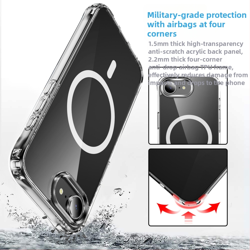 Priehľadný zadný kryt na telefón, TPU+PC, proti pádu, vstrekovane formovaný, kompatibilný s Apple a Samsung