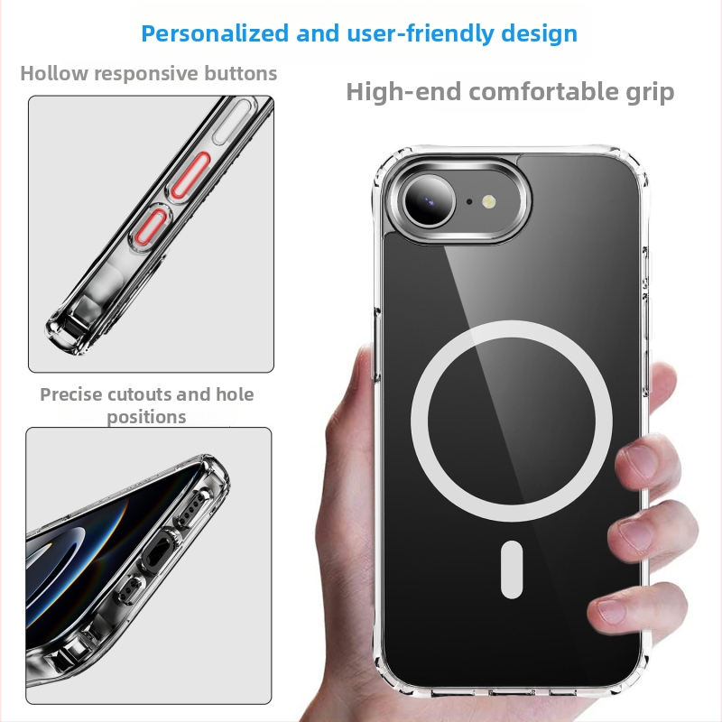 Priehľadný zadný kryt na telefón, TPU+PC, proti pádu, vstrekovane formovaný, kompatibilný s Apple a Samsung