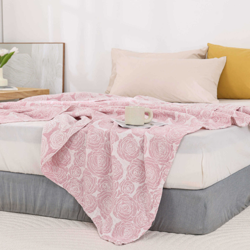 Летно леко памучно кърпено одеяло с реактивно боядисване