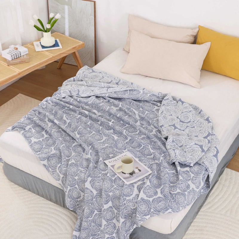 Letná ľahká bavlnená gáza uteráková prikrývka s reaktívnym farbením