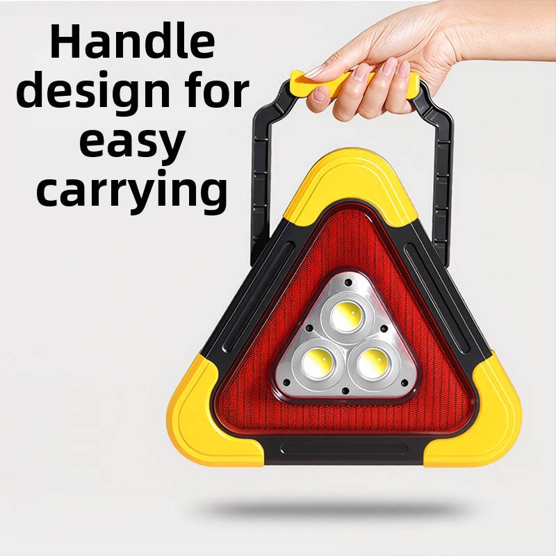 Automašīnas trijstūra brīdinājuma zīme uz statīva, atstarojošs LED apgaismojums, ABS konstrukcija, 5V barošanas avots
