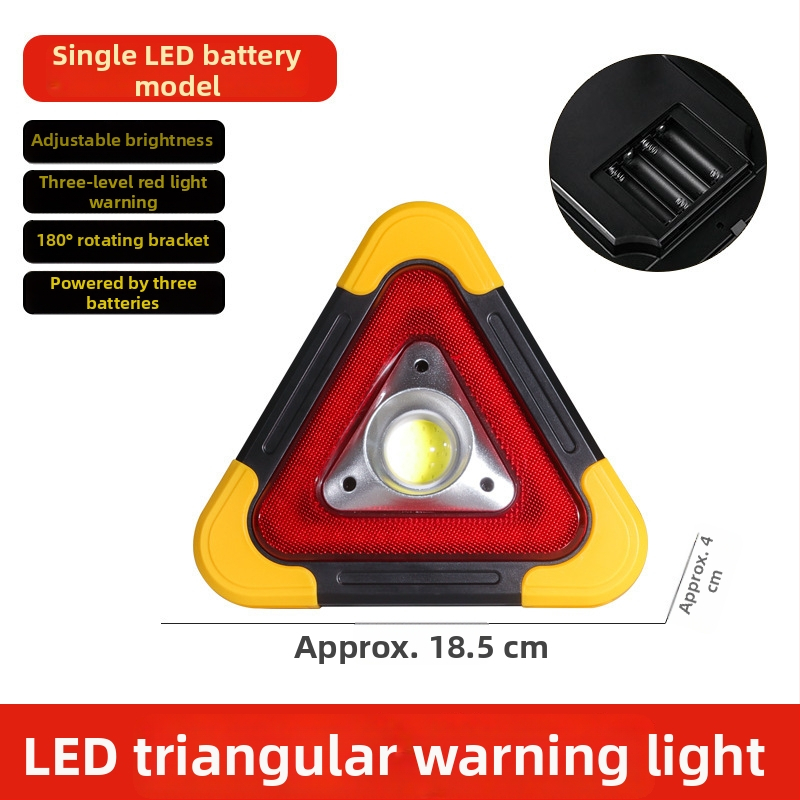 Trojuholníkový výstražný znak pre auto na stojane, reflexné LED svetlo, ABS konštrukcia, 5V napájanie