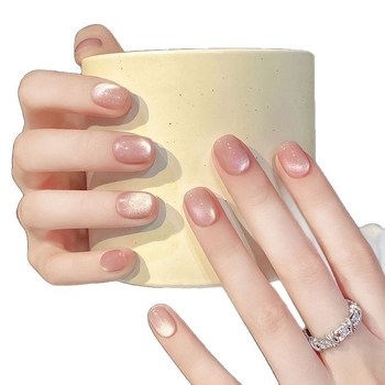 Ručne vyrobené nálepky na nechty s mačacím okom zo sklenených korálok a krištáľovými detailmi