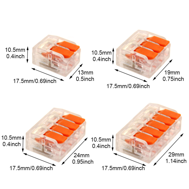 CNHH Rýchly konektor terminálu pre vodiče, pre mäkké aj pevné vodiče, rozhranie typu oplotenie, balenie 20/90 ks