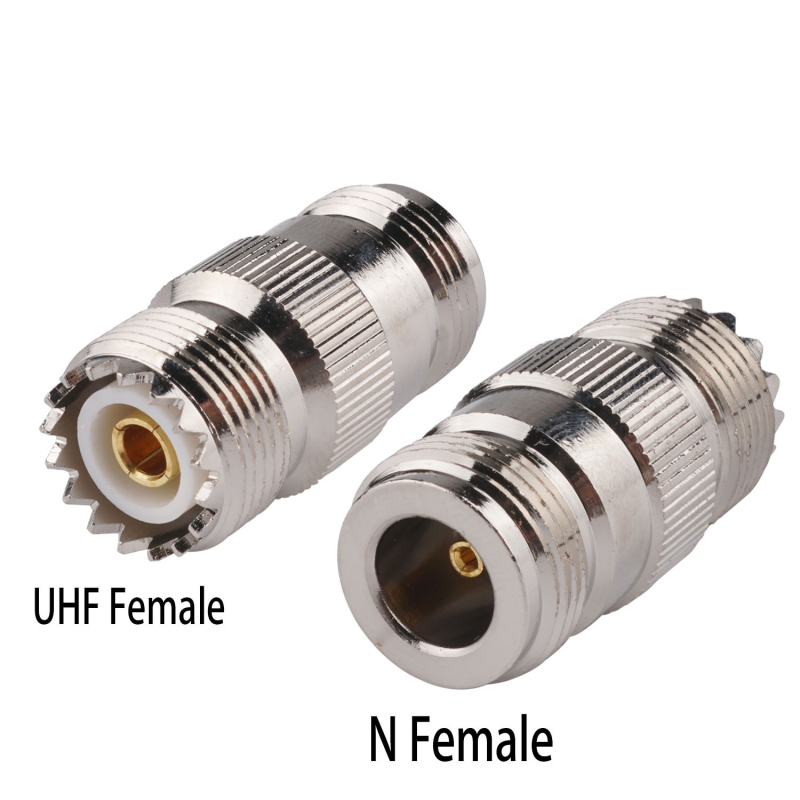 RF koaxiálny adaptér N na UHF (N-typ muža na UHF muža/žena) (Značka: vhrf; Izolátorový materiál: meď; Oblasť použitia: komunikačný konektor)