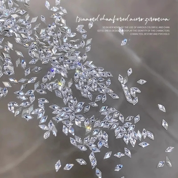 Zirkónové kamienky na nechty — tvar konského oka, prizmatické fasety, ploché zadné, vzory bloky a kvapky vody pre DIY šperky