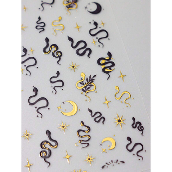 Nálepky na nechty s hadím vzorom a dizajnom hviezdo-mesiac, sada 2 kusy, model SH52562840, exkluzív export cezhranične, vianočné dizajny