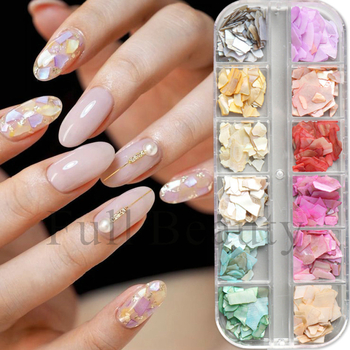 Set za manikuru s irizirajućim Bohai Bay mikama, komadi abalona i školjki – 15 g, licencirana privatna oznaka, Full Beauty