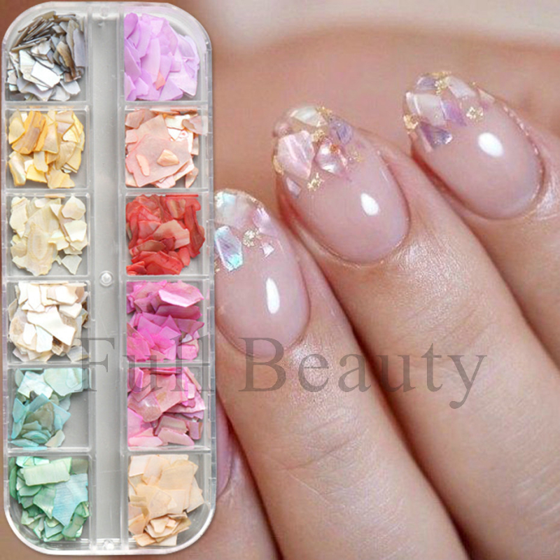 Set za manikuru s irizirajućim Bohai Bay mikama, komadi abalona i školjki – 15 g, licencirana privatna oznaka, Full Beauty