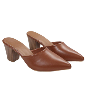 Aukštakulnės sandalės su smailiu pirštu ir uždarą priekyje, vintagio stilius (PU viršus; PU vidus; guma padas)