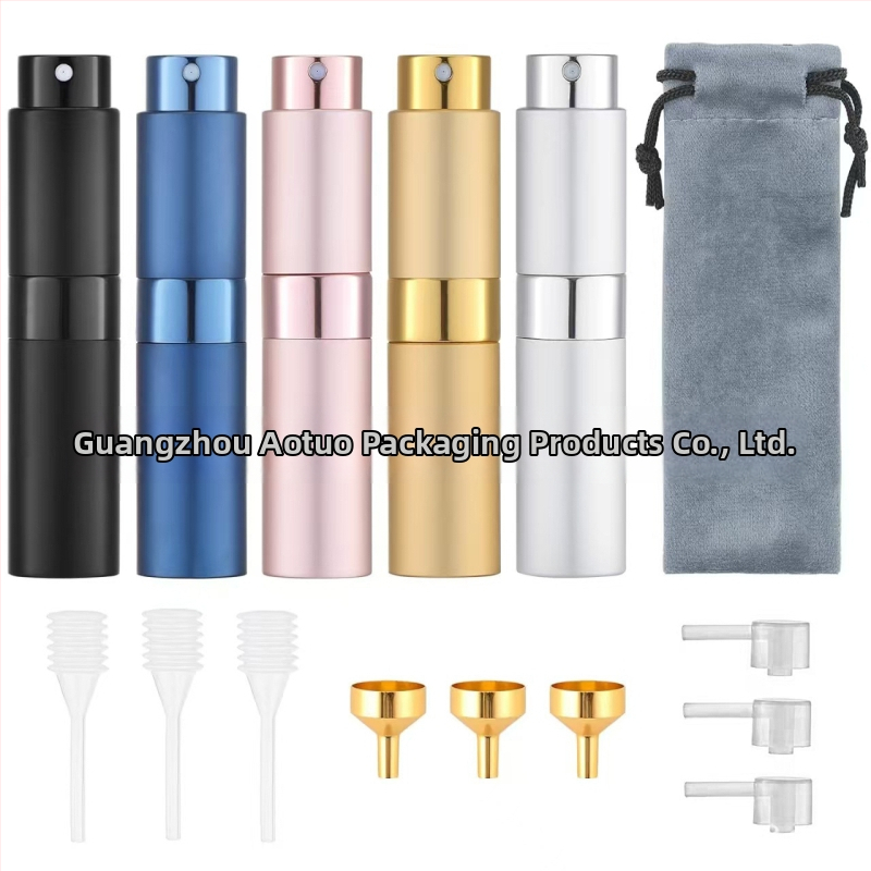 AOTO sada tri sekcií otočných fliaš na parfum s rozprašovačom, hliníkové telo s elektroplating povrchom