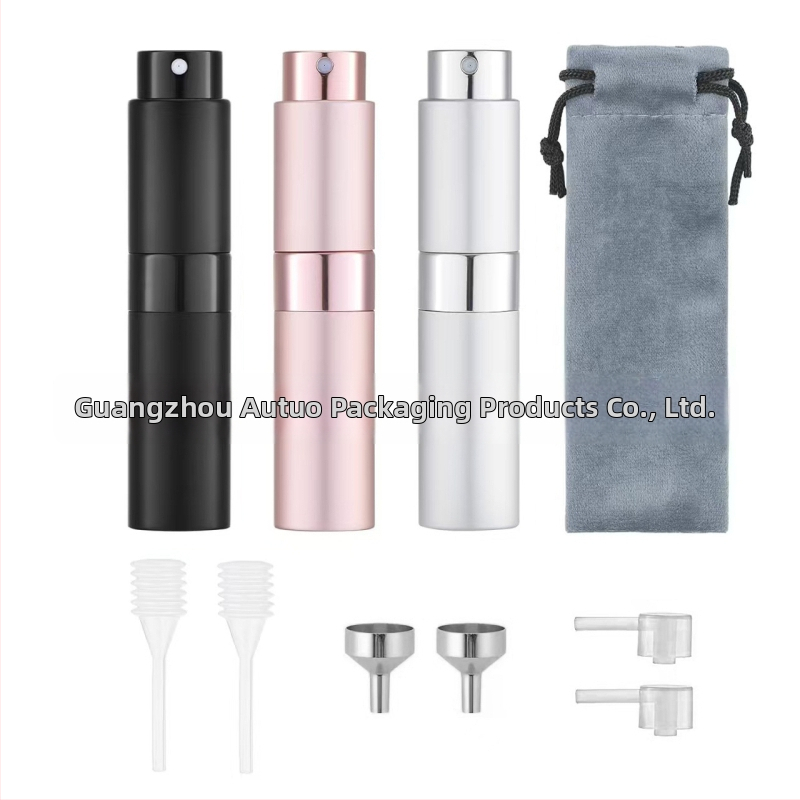 AOTO sada tri sekcií otočných fliaš na parfum s rozprašovačom, hliníkové telo s elektroplating povrchom