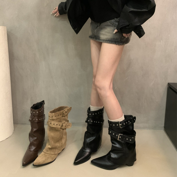 Martin čizme PU gornji dio, okrugli vrh, srednja peta 3-5 cm, srednja visina potkoljenice