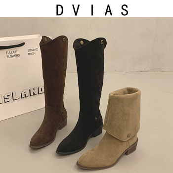 Ženske jahačke čizme – oštar nos, debeli pet 3–5 cm, visok vrat čizme, velur