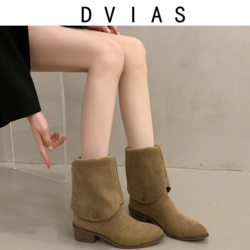 Ženske jahačke čizme – oštar nos, debeli pet 3–5 cm, visok vrat čizme, velur