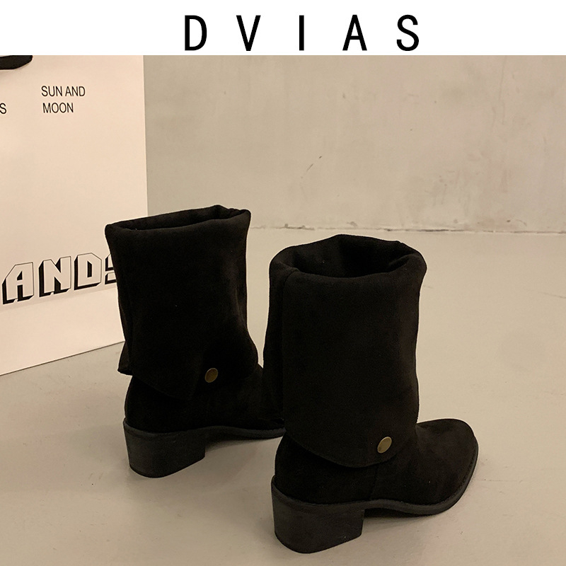 Ženske jahačke čizme – oštar nos, debeli pet 3–5 cm, visok vrat čizme, velur