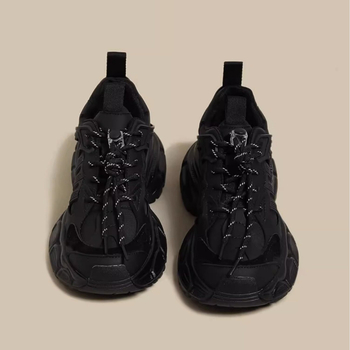 Ženske cipele tip dad shoes s debelim potplatom, PU gornji dio, gumena potplat, visina pete 3–5 cm, prednje šivanje s vezicama, povećanje visine, za sve sezone