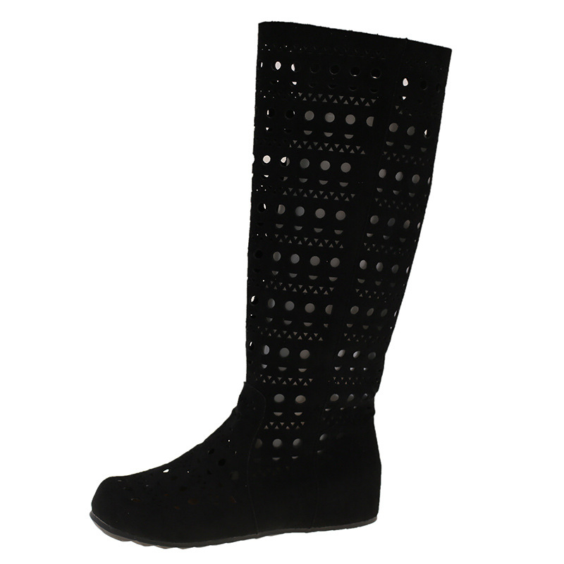 Ženske visoke čizme za jahanje, prozračni mikrovlaknast gornji dio, gumeni đon, pull-on, povećanje visine