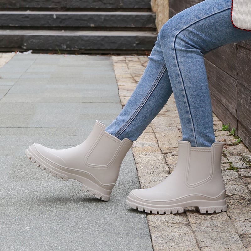 Zhe Star moterų lietaus batai, viršus iš TPE, žemas kulnas 1–3 cm, trumpas vamzdelis, tvirtas padas