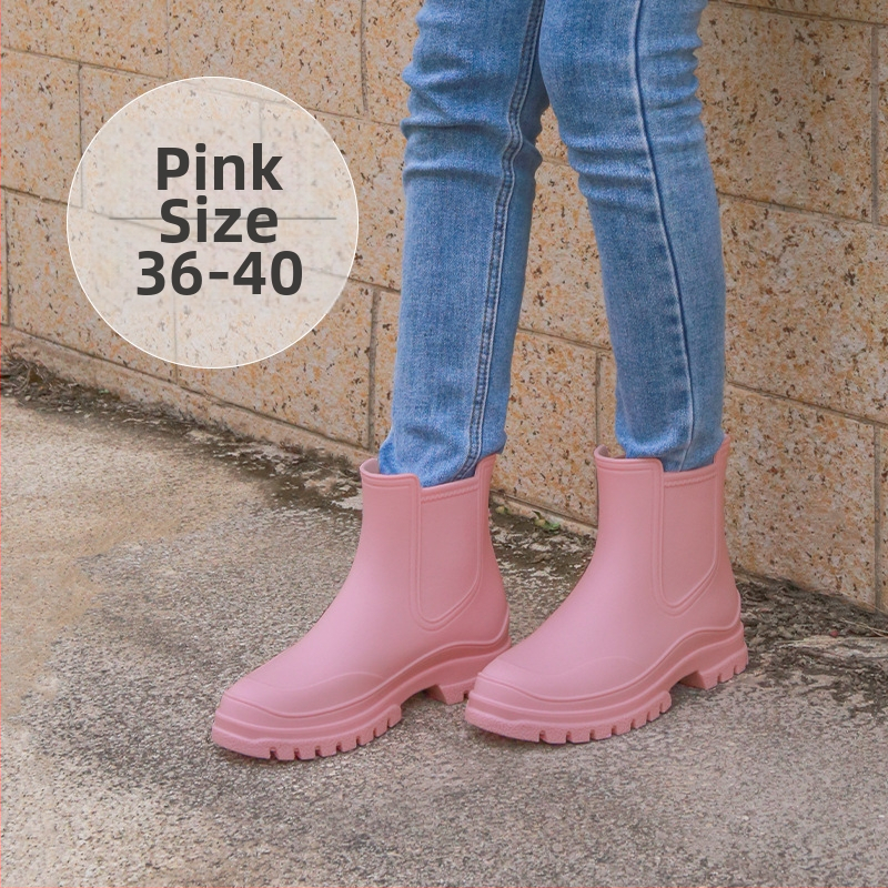 Zhe Star moterų lietaus batai, viršus iš TPE, žemas kulnas 1–3 cm, trumpas vamzdelis, tvirtas padas