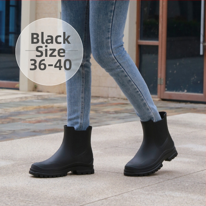 Zhe Star moterų lietaus batai, viršus iš TPE, žemas kulnas 1–3 cm, trumpas vamzdelis, tvirtas padas