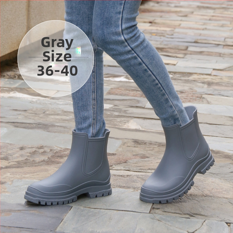 Zhe Star moterų lietaus batai, viršus iš TPE, žemas kulnas 1–3 cm, trumpas vamzdelis, tvirtas padas