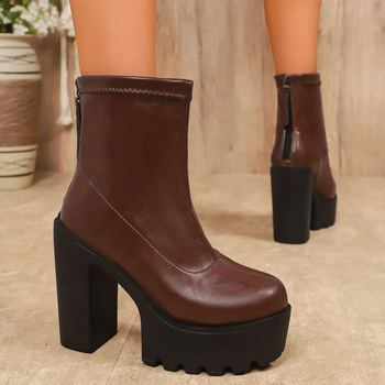 Ženske Martin čizme, vodootporna platforma, PU gornji dio, gumena potplata, super visoka peta