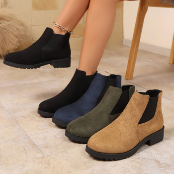 Casual unisex kratke čizme — okrugli vrh, 3–5 cm, Slip-On, gumasti potplat