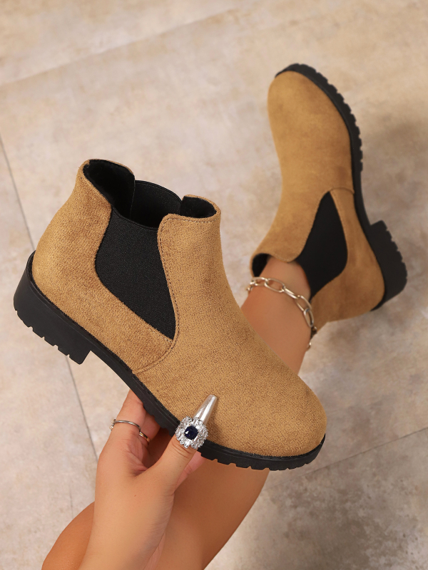 Casual unisex kratke čizme — okrugli vrh, 3–5 cm, Slip-On, gumasti potplat