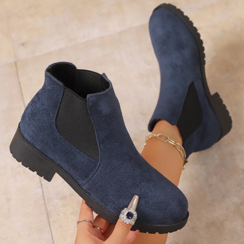 Casual unisex kratke čizme — okrugli vrh, 3–5 cm, Slip-On, gumasti potplat