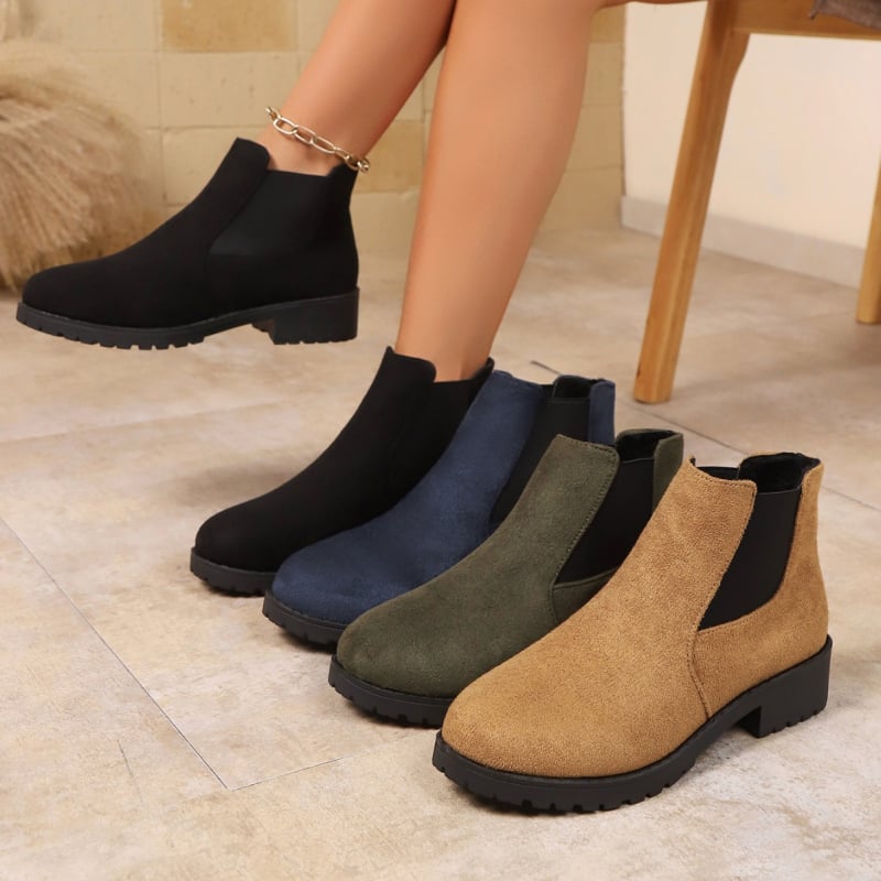 Casual unisex kratke čizme — okrugli vrh, 3–5 cm, Slip-On, gumasti potplat