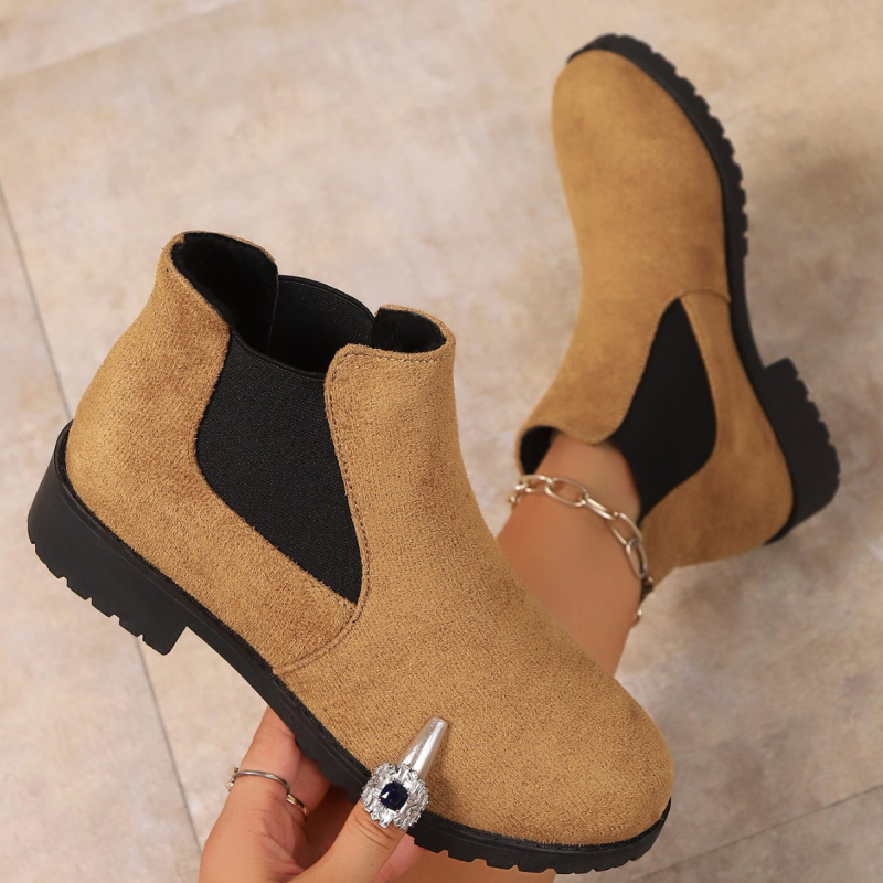 Casual unisex kratke čizme — okrugli vrh, 3–5 cm, Slip-On, gumasti potplat