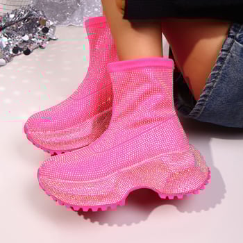 Ženske Martin čizme s PU gornjim dijelom, gumom, kvadratni blok pet 6–8 cm, pull-on dizajn, prozračné