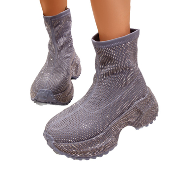 Ženske Martin čizme s PU gornjim dijelom, gumom, kvadratni blok pet 6–8 cm, pull-on dizajn, prozračné