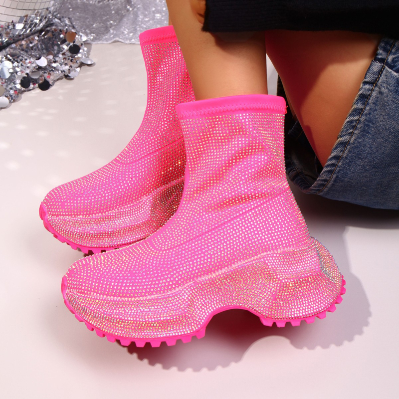 Ženske Martin čizme s PU gornjim dijelom, gumom, kvadratni blok pet 6–8 cm, pull-on dizajn, prozračné