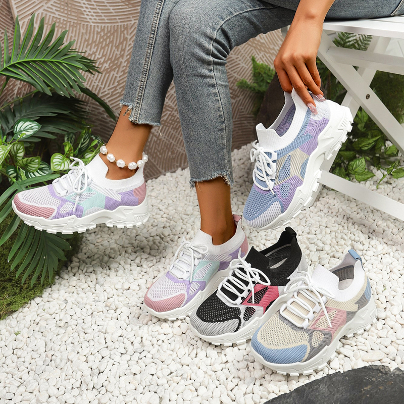 Ženske mrežaste tenisice s Fly-Knit gornjim dijelom, prozračne, prednje vezanje, PVC potplat, niski gornji dio