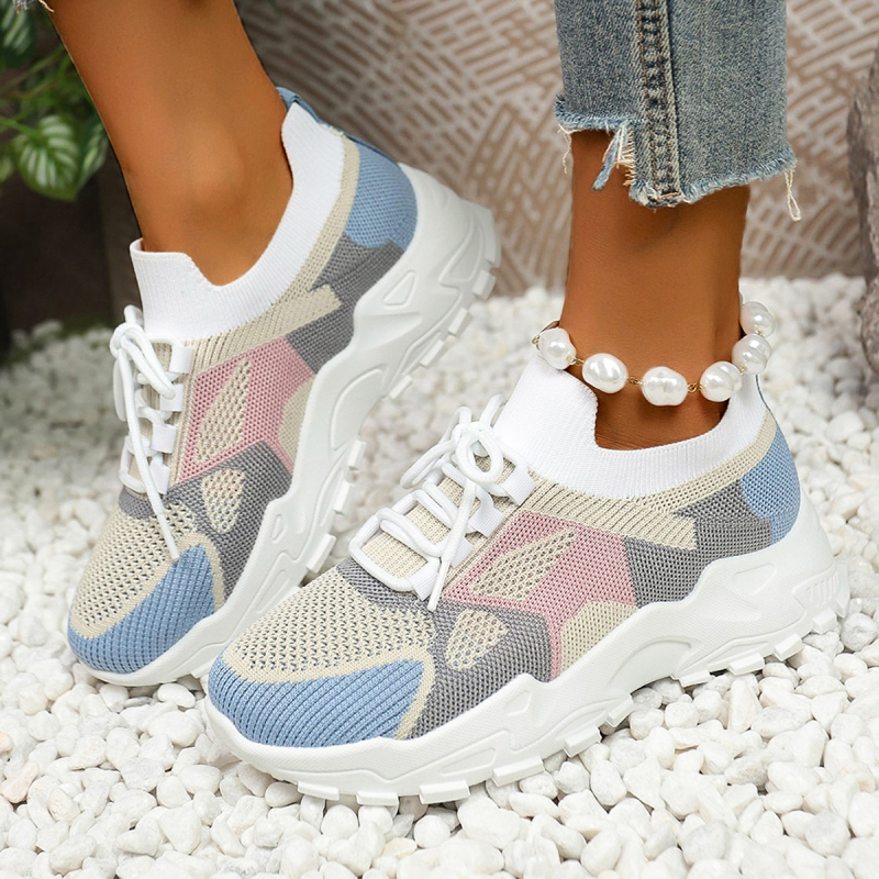 Ženske mrežaste tenisice s Fly-Knit gornjim dijelom, prozračne, prednje vezanje, PVC potplat, niski gornji dio