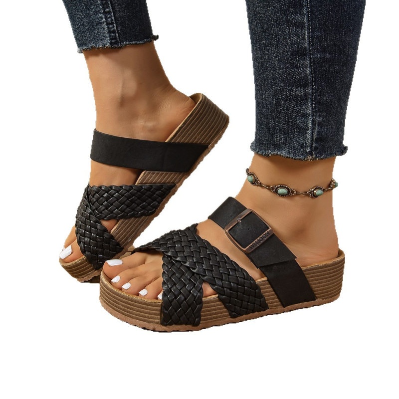 Ženske sandale s T-strap, PU gornji dio, EVA potplat, zaobljena prst, euro-američki stil, proljeće 2025