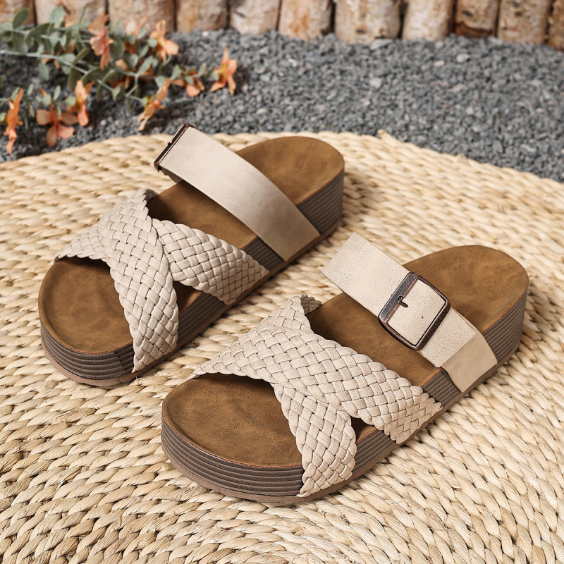 Ženske sandale s T-strap, PU gornji dio, EVA potplat, zaobljena prst, euro-američki stil, proljeće 2025