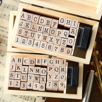 Set retro de ștampile pentru jurnal, cu litere mari și mici, cifre chinezești și ștampile de dată