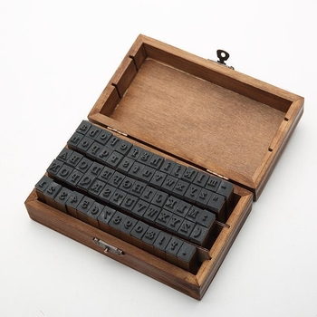 Set retro de ștampile pentru jurnal, cu litere mari și mici, cifre chinezești și ștampile de dată