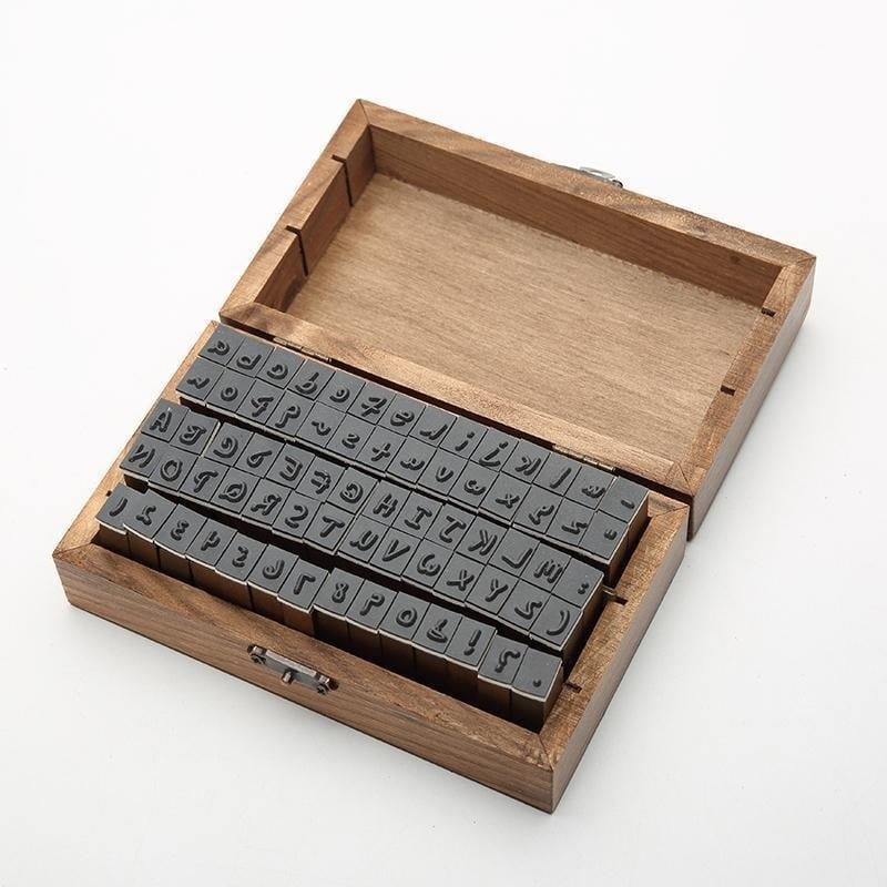 Set retro de ștampile pentru jurnal, cu litere mari și mici, cifre chinezești și ștampile de dată