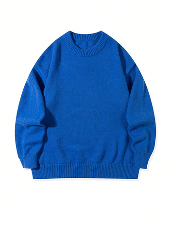 Muški džemper s okruglim izrezom, slobodan kroj, dugi rukavi, 100% akril