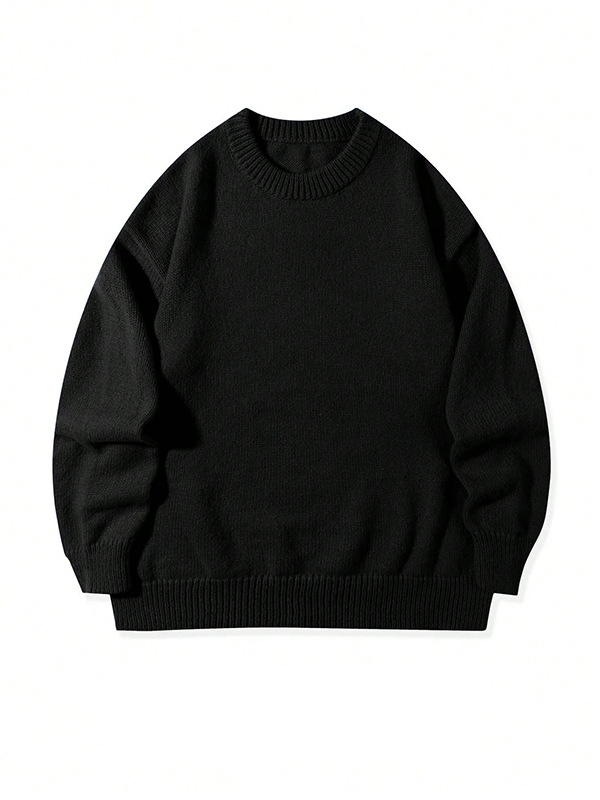 Muški džemper s okruglim izrezom, slobodan kroj, dugi rukavi, 100% akril