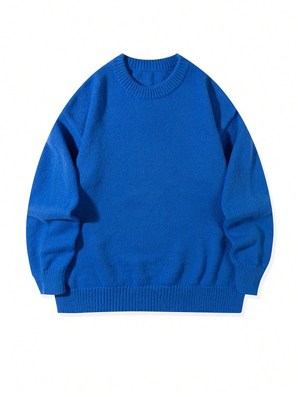 Muški džemper s okruglim izrezom, slobodan kroj, dugi rukavi, 100% akril